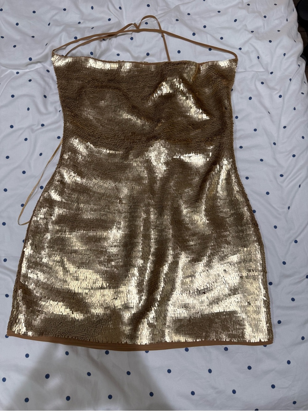 Zara Gold Sequin Mini Slip Dress